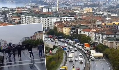 D-100 Karayolu'nda TIR devrildi! Yol trafiğe kapatıldı