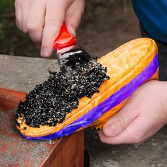 Medieval turnshoes made out of recycled paper