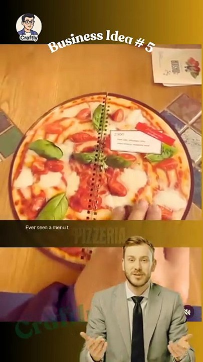 This restaurant turned their menu into a real pizza! 🤯 A round, dough-shaped booklet featuring mouth-watering pizza images — smart, creative branding that instantly grabs attention and boosts customer engagement. Follow Craf Reacts | DIY videos | crafts