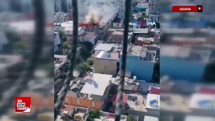 Adana'da 3 katlı ev yanarak kullanılamaz hale geldi
