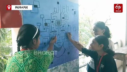ભાવનગર: BPTIના વિદ્યાર્થીઓએ કોલેજના પિલર્સ પર બનાવ્યા ચિત્રો, આપ્યો આ સંદેશ