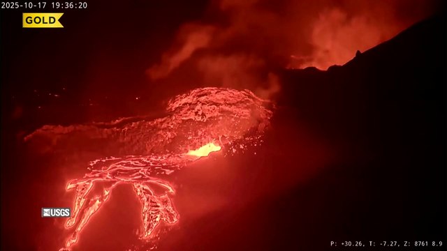 Molten lava erupts from Hawaii's Kilauea volcano in spectacular fashion