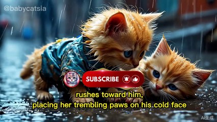 Kitten Tries to Revive Her Brother in the Rain 💔😭 | Heartbreaking AI Cat Story