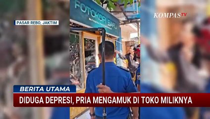 Pria Diduga Depresi Mengamuk Pecahkan Kaca di Toko Fotokopi Kalisari, Petugas Kesulitan Evakuasi