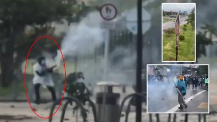 Imágenes inéditas del cruel ataque a policías con flechas en Bogotá captadas por las bodycam