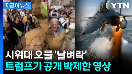시위대 머리 위로 보란 듯...전투기 탄 트럼프 '오물 폭격' / YTN