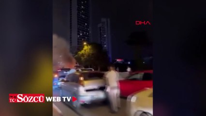 Pendik'te seyir halindeki otomobil alev alev