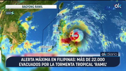 Alerta máxima en Filipinas: más de 22.000 evacuados por la tormenta tropical 'Ramil'
