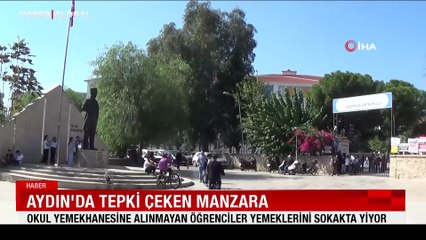 Aydın'da tepki çeken manzara: Okul yemekhanesine alınmayan öğrenciler yemeklerini sokakta yiyor