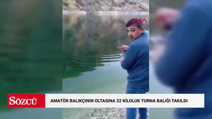 Malatya'da amatör balıkçının oltasına 32 kiloluk turna balığı takıldı
