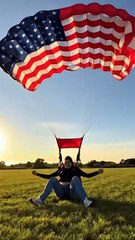 Pets Life #pGirl Skydives With a Flag and Lands Like a Hero ✨ | Most Inspiring Skydive Ever!etslife #Viral #Funny #beauty