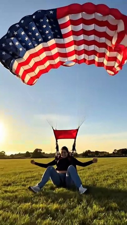 Pets Life #pGirl Skydives With a Flag and Lands Like a Hero ✨ | Most Inspiring Skydive Ever!etslife #Viral #Funny #beauty