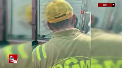 Siirt'te anız yangınına müdahale eden itfaiye aracı alevlere teslim oldu