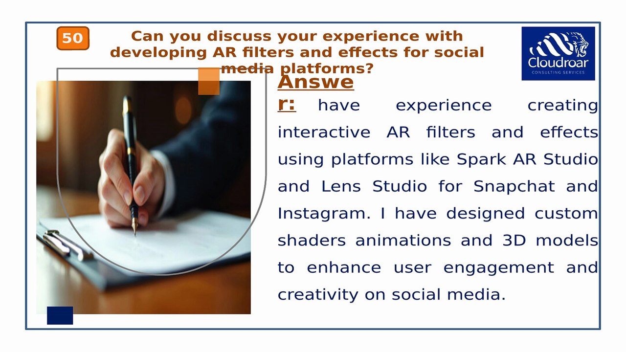 Top 10 Augmented Reality Engineer Interview Questions and Answers For 2025 | Part 4