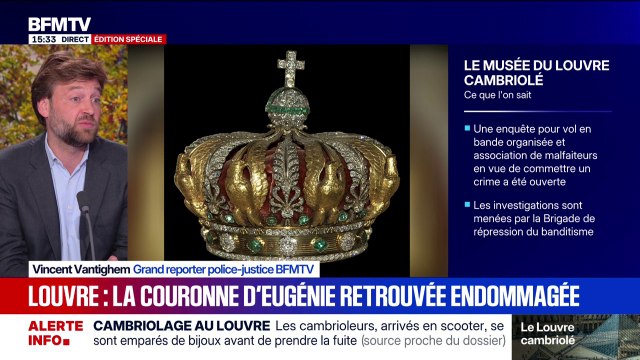Cambriolage au Louvre: la couronne de l'impératrice Eugénie retrouvée endommagée