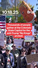 Thousands of people gather at the Colorado State Capitol for the "No Kings" protest