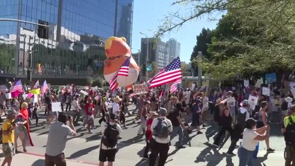 Thousands take to Los Angeles streets to protest Trump at 'No Kings' day