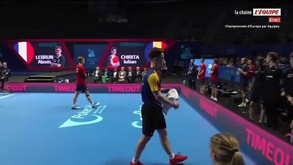 Alexis Lebrun bat aisément Iulian Chirita lors du premier match de la finale - Tennis de table - Euro par équipes