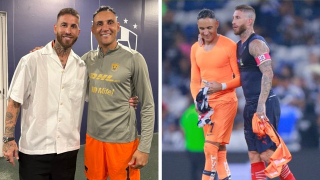 Sergio Ramos intercambia camiseta con Keylor Navas en el empate entre Rayados y Pumas