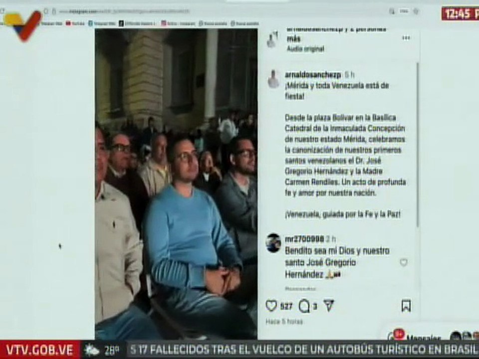 Gobernador Arnaldo Sánchez: Mérida celebra la canonización de los Santos de Venezuela con fe y amor