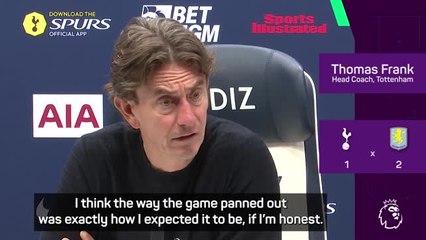 Frank frustrated with Spurs defeat despite 'dominating' Villa