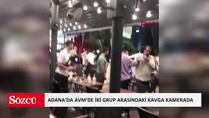 Adana'da bir AVM'de iki grup arasındaki kavga kamerada