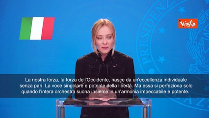 Meloni al Niaf: Gli Usa e l'Italia sono le colonne del mondo libero