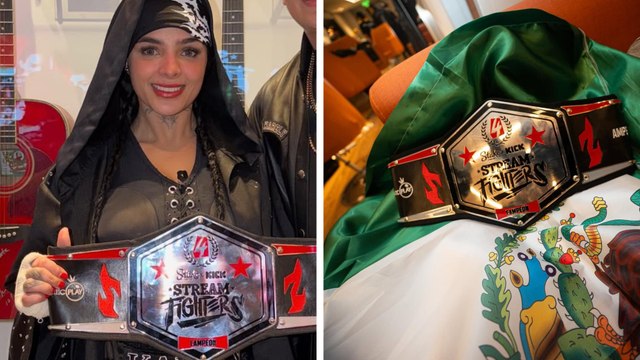 Karely Ruiz presume su cinturón tras ganarle a Karina García en Stream Fighters 4 y así lo celebra