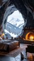 Cave Resort Bedroom with Fireplace.