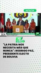 "La patria nos necesita más que nunca", dijo Rodrigo Paz en su primer discurso como presidente electo de Bolivia