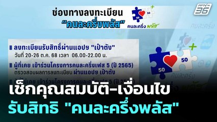 เช็กคุณสมบัติ-เงื่อนไขรับสิทธิ "คนละครึ่งพลัส"  | โชว์ข่าวเช้านี้  |20 ต.ค. 68