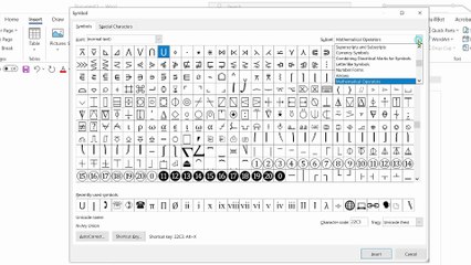 How to Type Union Symbol (∪) in MS Word