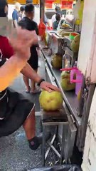 Fresh coconut water just taken out, what does it taste like 🥥🌴