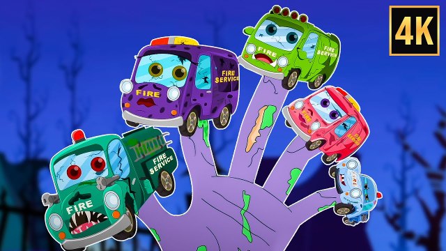 4K Halloween Firetruck Finger Family | Spooky Nursery Rhymes | Kids Channel Cartoon Videos for Kids