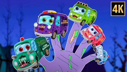 4K Halloween Firetruck Finger Family | Spooky Nursery Rhymes | Kids Channel Cartoon Videos for Kids