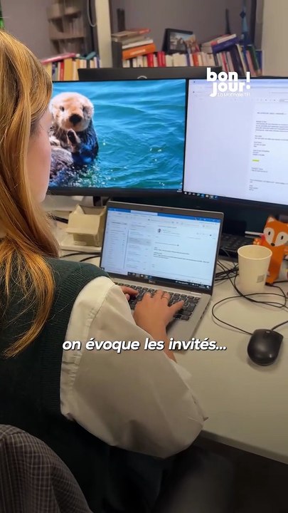 Les coulisses de "Bonjour", la matinale de TF1, présentée par Bruce Toussaint : Bruce Toussaint présente Manon Tallien de Cabarrus, journaliste-assistante - VIDEO