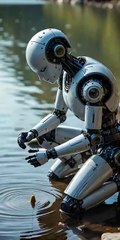 AI Robot Catches a Fish and Cooks It by the River 🤖🐟🔥 – Smart Survival in Action!