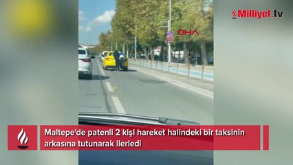 Maltepe'de patenle tehlikeli yolculuk kamerada