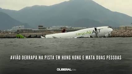 Avião derrapa na pista em Hong Kong e mata duas pessoas
