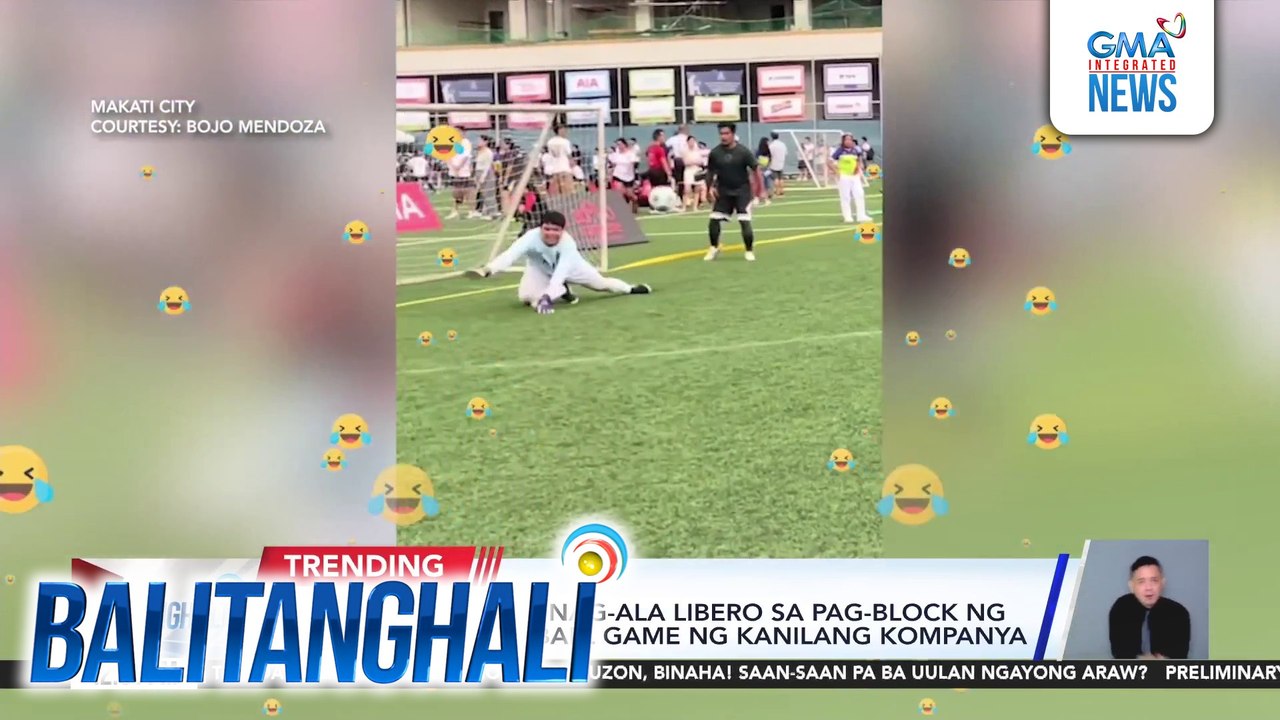Volleyball player, nag-ala libero sa pag-block ng mga bola sa football game ng kanilang kompanya | Balitanghali