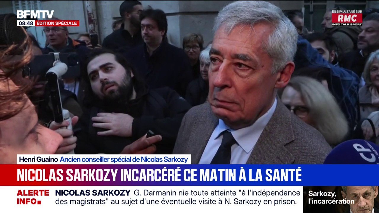 Henri Guaino, ancien conseiller de Nicolas Sarkozy, dit ressentir "une énorme tristesse et de la honte pour (son) pays" peu de temps avant l'incarcération de l'ancien président