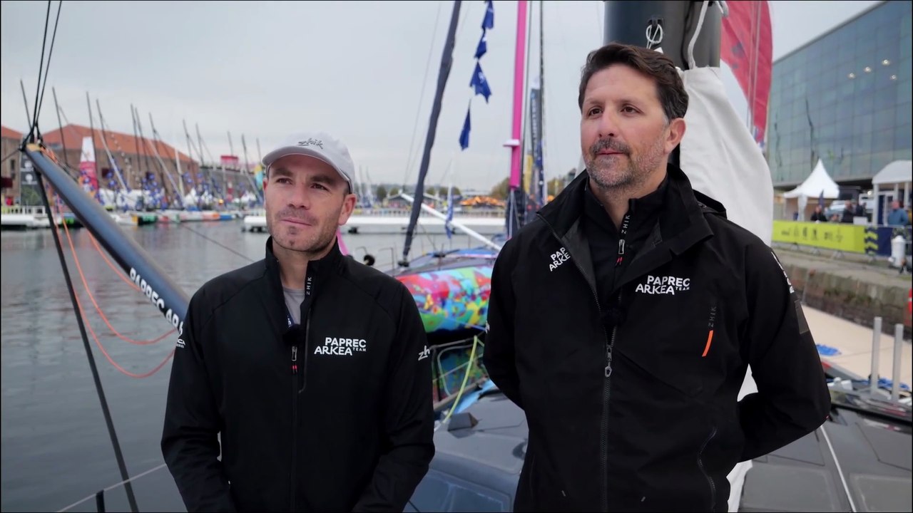 TRANSAT CAFÉ L'OR Le Havre Normandie 2025 -  Interview avec Yoann Richomme & Corentin Horeau I IMOCA PAPREC AKÉA
