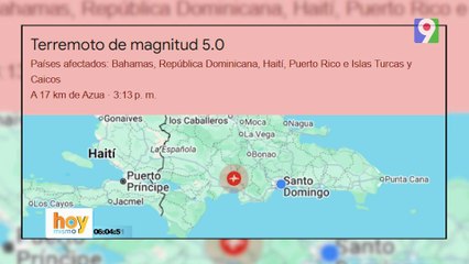 Temblo la tierra en RD, magnitud de 5.0 | Hoy Mismo
