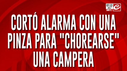 Otra mechera escrachada: arrancó la alarma con una pinza e intentó llevarse una campera