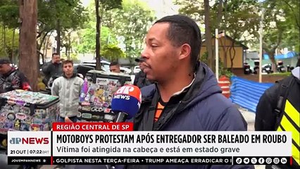 Motoboys protestam na 25 de Março após entregador ser baleado em roubo
