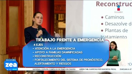 Sheinbaum pone en marcha plan de trabajo para atender la emergencia por inundaciones