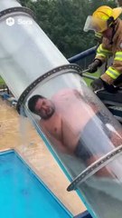 Man Gets Stuck in Water Slide — Firefighters Called for Dramatic Rescue