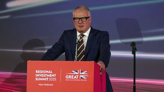 West Midlands mayor Richard Parker speaks at the Regional Investment Summit at Edgbaston Stadium, in Birmingham