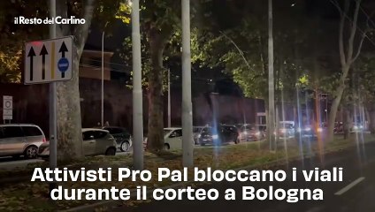 Attivisti Pro Pal bloccano i viali durante il corteo a Bologna: il video