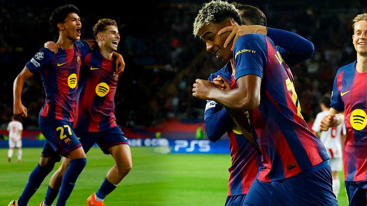 Barcelona golea a Olympiakos con penal de Lamine Yamal en la Champions League